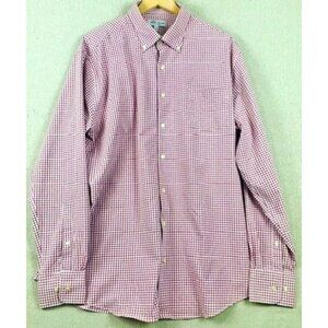 Peter Millar Summer Comfort‎ Light Red Gingham Long Sleeve Button-Down Shirt L